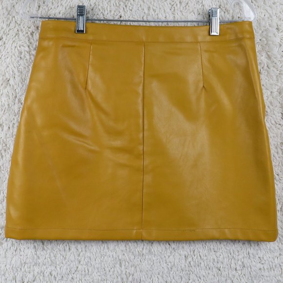 COMME* Women's Front Full Zipper Closure Mustard Midi A-Line Skirt~ Size Large - Picture 2 of 7